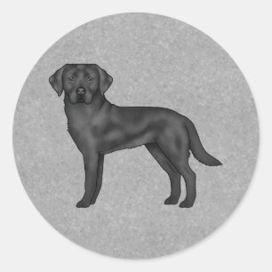 Zwarte Labrador Retriever Hond Schattige Hond Grij Ronde Sticker