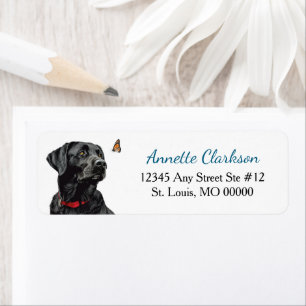 Zwarte Labrador Retriever Hond Vlinder Wonder Etiket