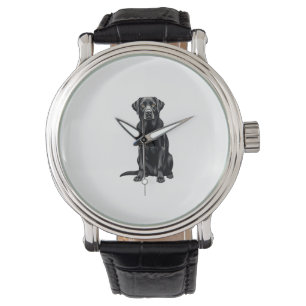 Zwarte Labrador Retriever Hondenportret Illustrati Horloge