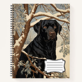 Zwarte Labrador Retriever in de winter Notitieboek