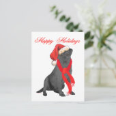 Zwarte Labrador Retriever Kerst Feestdagenkaart (Staand voorkant)