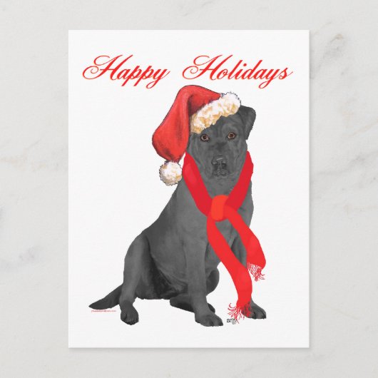 Zwarte Labrador Retriever Kerst Feestdagenkaart (Voorkant)