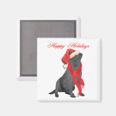 Zwarte Labrador Retriever Kerstgroeten Magneet (Voorkant / Achterkant)