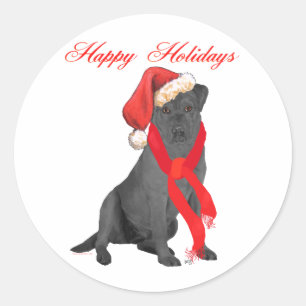 Zwarte Labrador Retriever Kerstgroeten Ronde Sticker