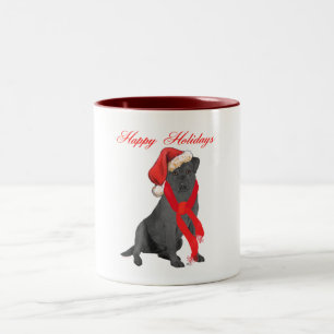 Zwarte Labrador Retriever Kerstgroeten Tweekleurige Koffiemok