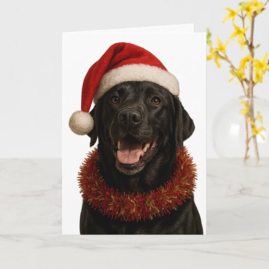 Zwarte Labrador Retriever Kerstkaart Kaart (Gele Bloem)
