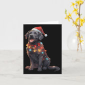 Zwarte Labrador Retriever Kerstman Hoed Kerstlicht Kaart (Gele Bloem)