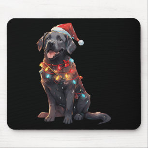 Zwarte Labrador Retriever Kerstman Hoed Kerstlicht Muismat