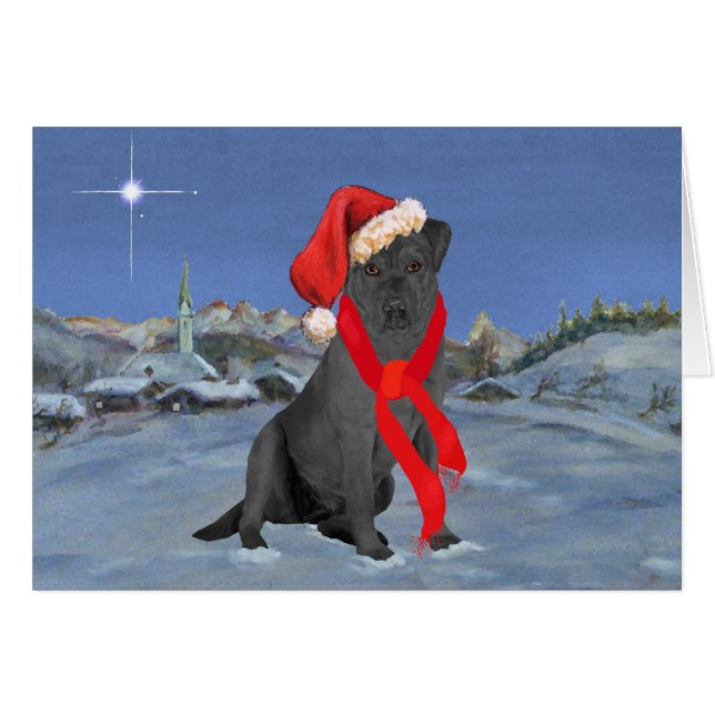 Zwarte Labrador Retriever Kerstmis (Voorkant Horizontaal)