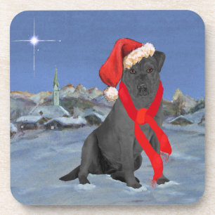 Zwarte Labrador Retriever Kerstmis Bier Onderzetter