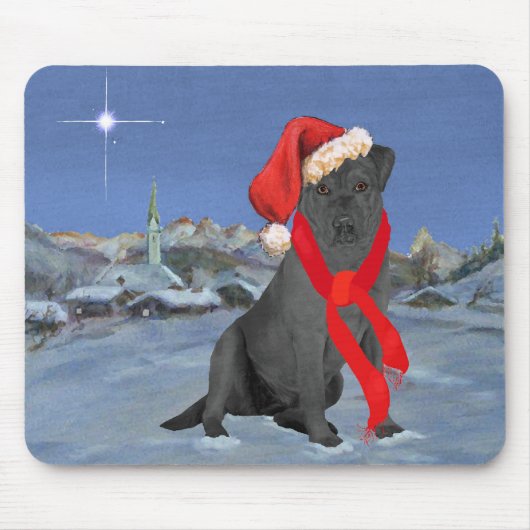 Zwarte Labrador Retriever Kerstmis Muismat (Voorkant)
