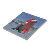 Zwarte Labrador Retriever Kerstmis Tegeltje (Zijkant)