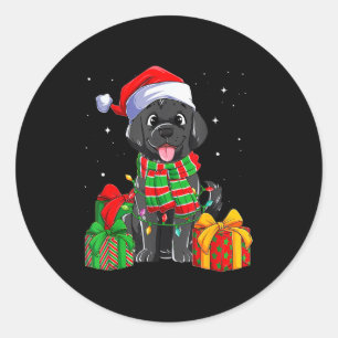 Zwarte Labrador Retriever Kerstverlichting Kerst L Ronde Sticker