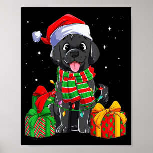 Zwarte Labrador Retriever Kerstverlichting Xmas La Poster