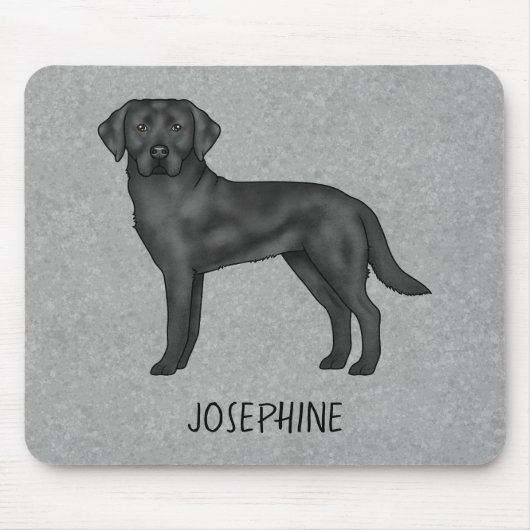 Zwarte Labrador Retriever Lab Hond Aangepaste Naam Muismat (Voorkant)