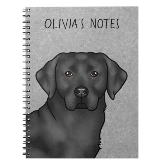 Zwarte Labrador Retriever Lab Hond Aangepaste Naam Notitieboek (Voorkant)
