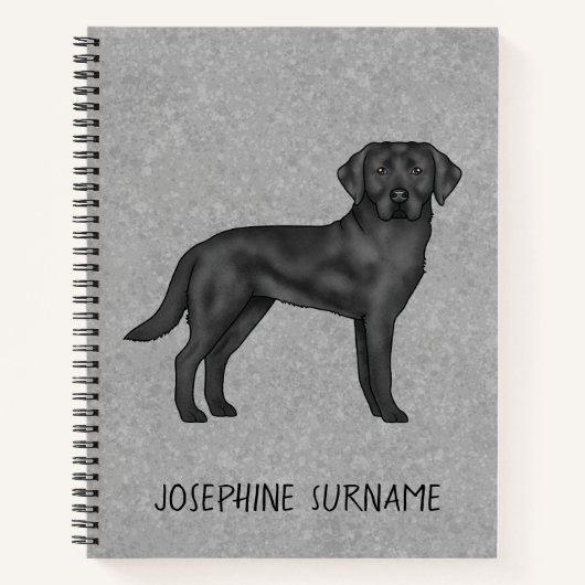 Zwarte Labrador Retriever Lab Hond Aangepaste Naam Notitieboek (Voorkant)