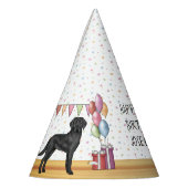 Zwarte Labrador Retriever Lab Hond Gefeliciteerd Feesthoedjes (Links)
