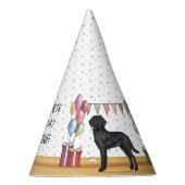 Zwarte Labrador Retriever Lab Hond Gefeliciteerd Feesthoedjes (Rechts)