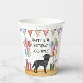 Zwarte Labrador Retriever Lab Hond Kleurrijke Verj Papieren Bekers