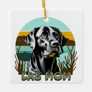 Zwarte Labrador Retriever   Lab Moeder Keramisch Ornament
