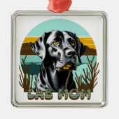 Zwarte Labrador Retriever | Lab Moeder Metalen Ornament (Voorkant)
