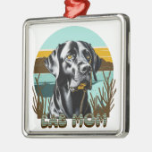 Zwarte Labrador Retriever | Lab Moeder Metalen Ornament (Links)
