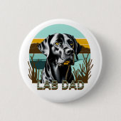 Zwarte Labrador Retriever | Lab Vader Ronde Button 5,7 Cm (Voorkant)