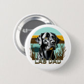 Zwarte Labrador Retriever | Lab Vader Ronde Button 5,7 Cm (Voorkant /achterkant)