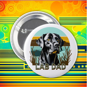 Zwarte Labrador Retriever Lab Vader Ronde Button 5,7 Cm