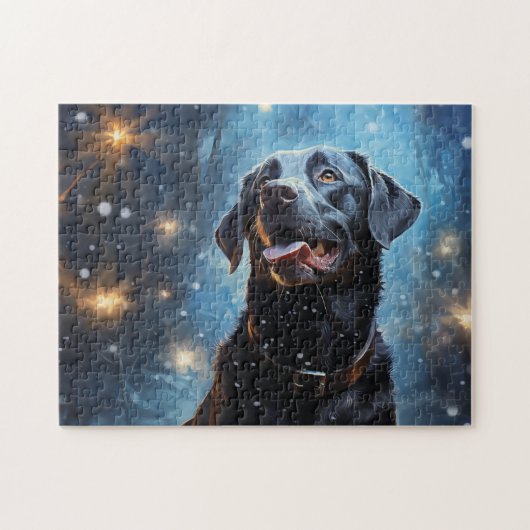 Zwarte Labrador Retriever Legpuzzel (Horizontaal)