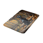 Zwarte Labrador Retriever Log Cabin Herfst Badmat (Gekanteld)