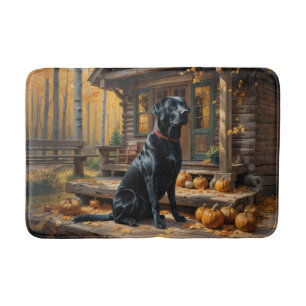Zwarte Labrador Retriever Log Cabin Herfst Badmat