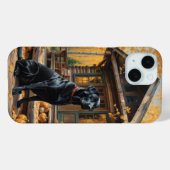 Zwarte Labrador Retriever Log Cabin Herfst Case-Mate iPhone Case (Achterkant (horizontaal))
