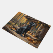 Zwarte Labrador Retriever Log Cabin Herfst Deurmat (Schuin)