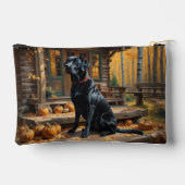 Zwarte Labrador Retriever Log Cabin Herfst Etui (Achterkant)