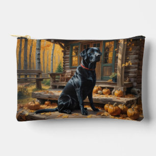Zwarte Labrador Retriever Log Cabin Herfst Etui