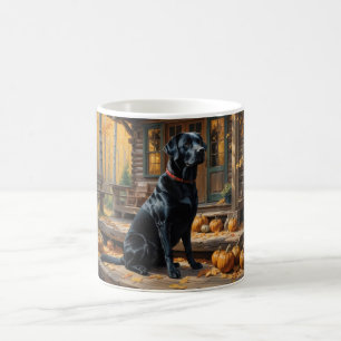 Zwarte Labrador Retriever Log Cabin Herfst Koffiemok