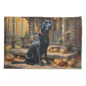 Zwarte Labrador Retriever Log Cabin Herfst Kussensloop (Achterkant-Links)