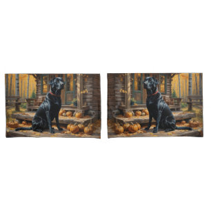 Zwarte Labrador Retriever Log Cabin Herfst Kussensloop
