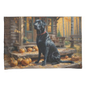 Zwarte Labrador Retriever Log Cabin Herfst Kussensloop (Voorkant-Rechts)