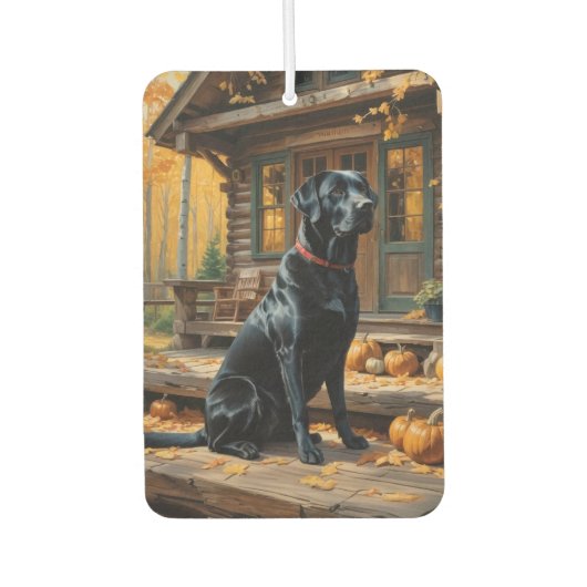 Zwarte Labrador Retriever Log Cabin Herfst Luchtverfrisser (Voorkant)