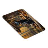 Zwarte Labrador Retriever Log Cabin Herfst Magneet (Rechterzijde)