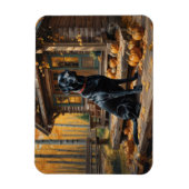 Zwarte Labrador Retriever Log Cabin Herfst Magneet (Verticaal)
