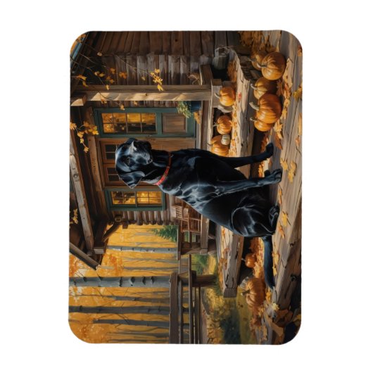 Zwarte Labrador Retriever Log Cabin Herfst Magneet (Verticaal)