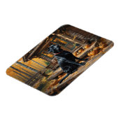 Zwarte Labrador Retriever Log Cabin Herfst Magneet (Linkerzijde)