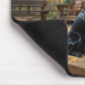 Zwarte Labrador Retriever Log Cabin Herfst Muismat (Hoek)