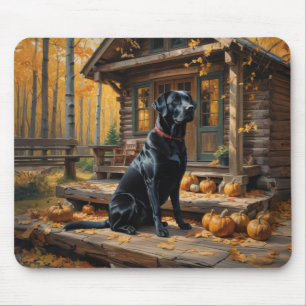 Zwarte Labrador Retriever Log Cabin Herfst Muismat