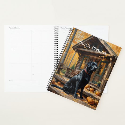 Zwarte Labrador Retriever Log Cabin Herfst Planner (Display)