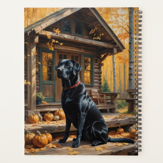 Zwarte Labrador Retriever Log Cabin Herfst Planner (Achterkant)